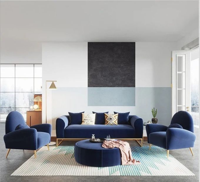 Colorful Velvet Texture Hotel Room Sofa Unique Touch 2