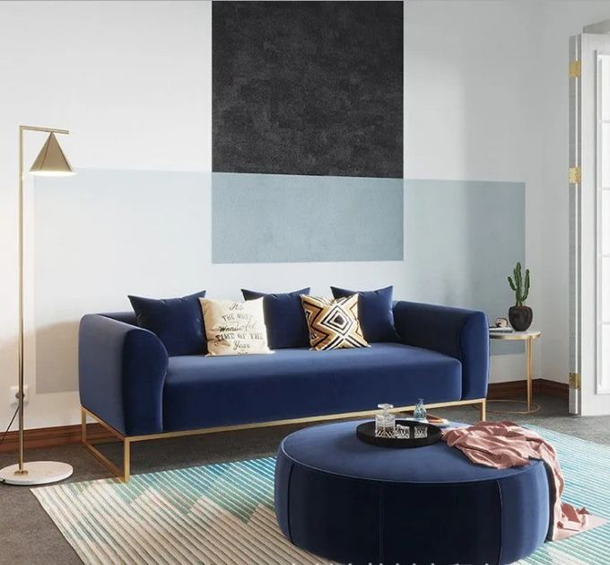 Colorful Velvet Texture Hotel Room Sofa Unique Touch 3