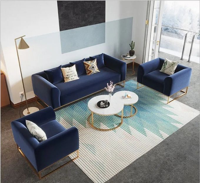 Colorful Velvet Texture Hotel Room Sofa Unique Touch 4