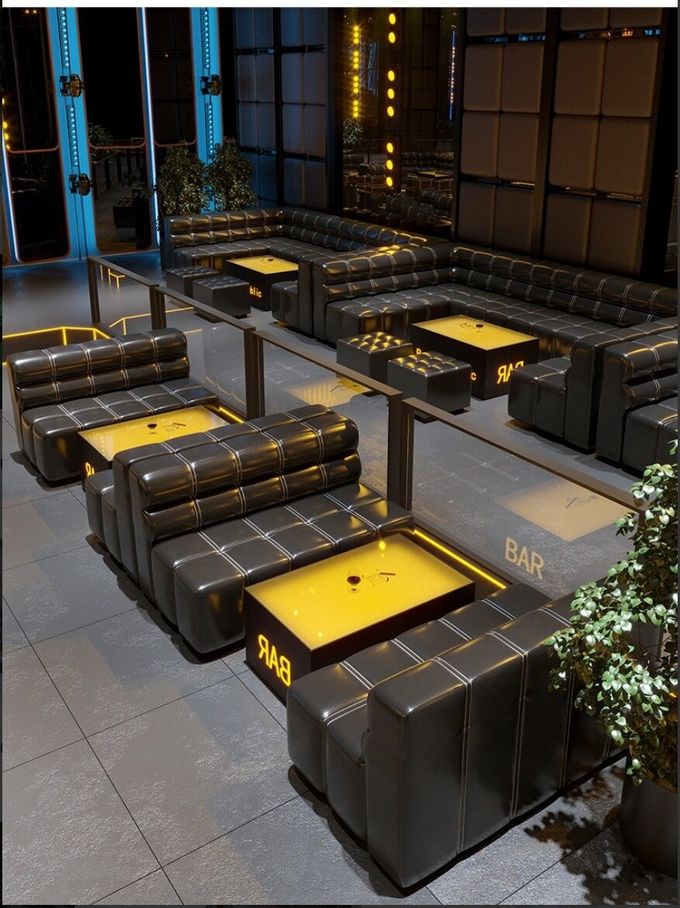 High Grade Multi Function Bar Hotel Coffee Table With Black Sofa Set 1
