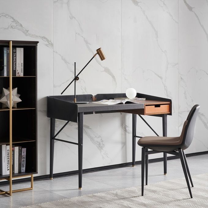 Saddle Leather Minimalist Design Modern Writing Desk Hotel Bedroom Study Table 0
