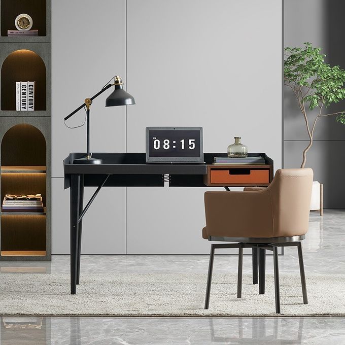 Saddle Leather Minimalist Design Modern Writing Desk Hotel Bedroom Study Table 1