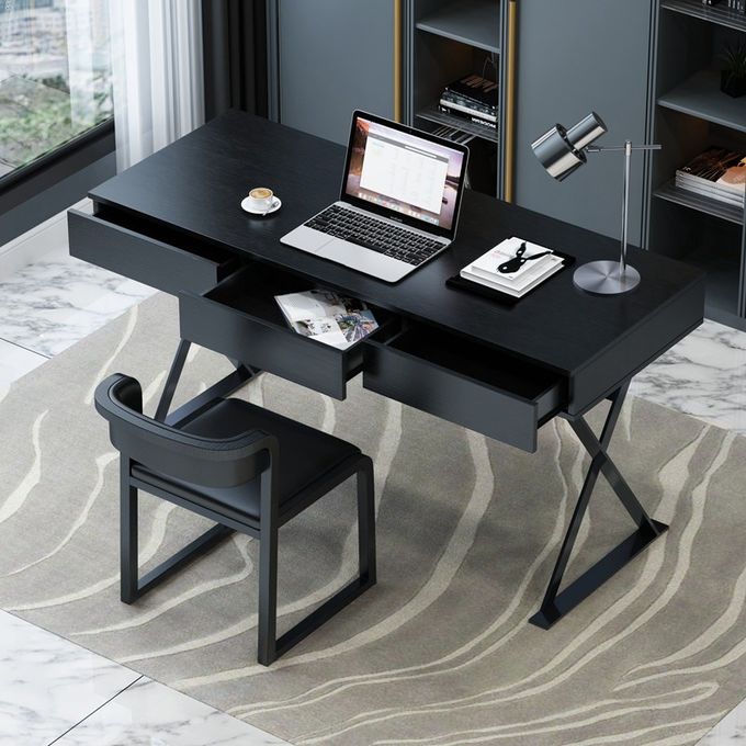 X - Leg Desk Light Luxury Hotel Room Furniture Study Office Black Computer Desk 4