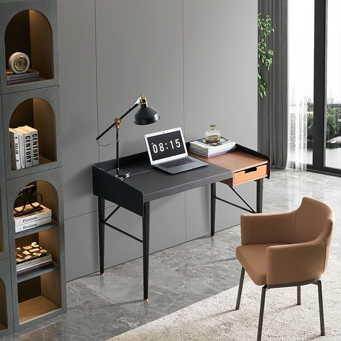 Saddle Leather Minimalist Design Modern Writing Desk Hotel Bedroom Study Table 2