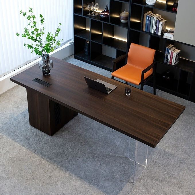 OEM Hotel Bedroom Furniture Office Home Acrylic Legs Computer Desk With Chair Set 3