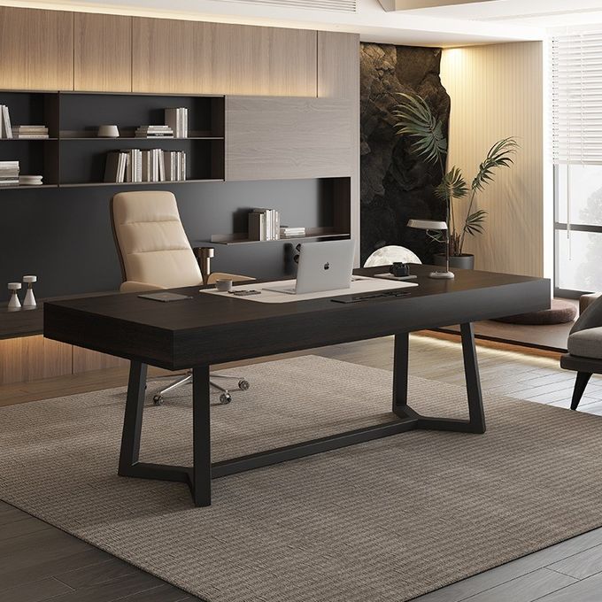 Modern Black Y Legs Solid Wood Office Desk For Star Hotel Rooms 0