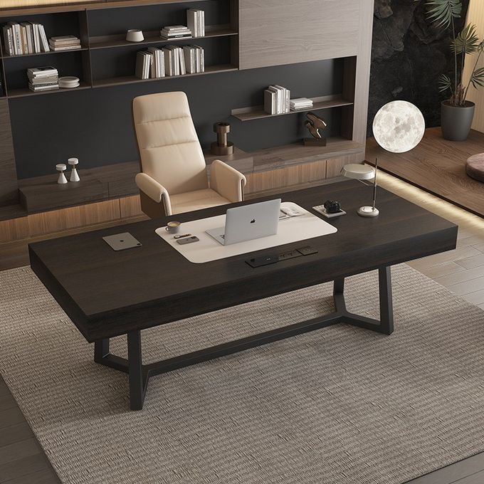 Modern Black Y Legs Solid Wood Office Desk For Star Hotel Rooms 1