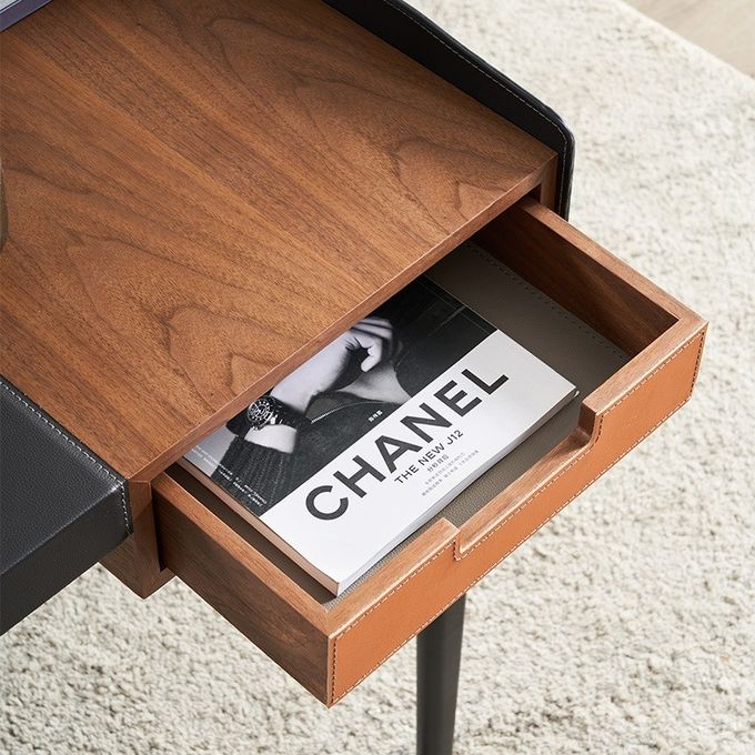 Saddle Leather Minimalist Design Modern Writing Desk Hotel Bedroom Study Table 3