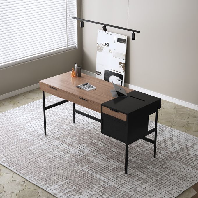 Walnut Study Computer Desk With Chair Set For Hotel Study Home Office 4