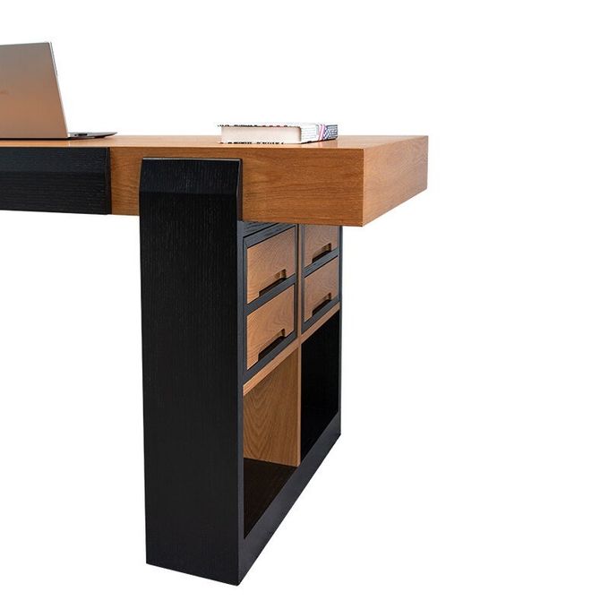 Khaki Rectangular Casual Office Desk For Hotel Room Apartment 4