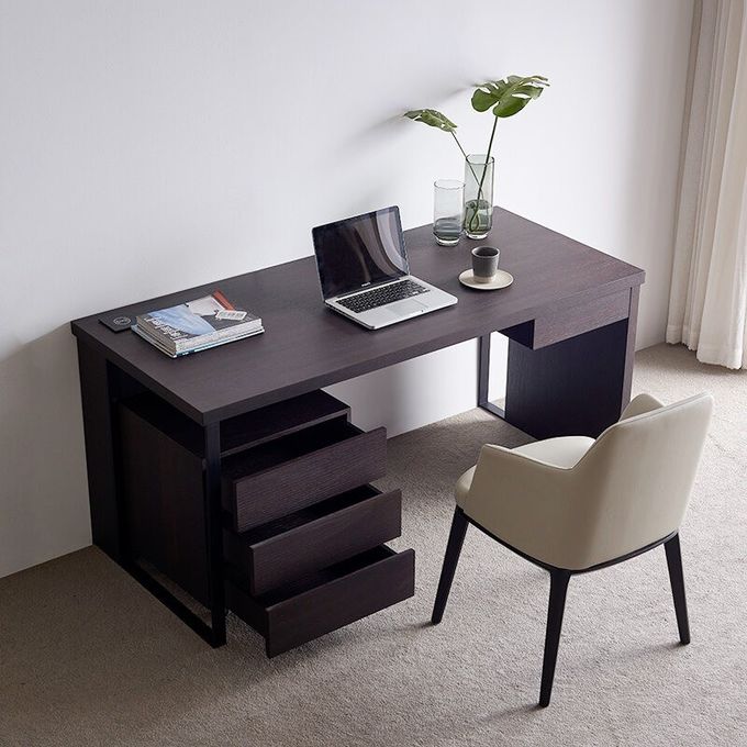 ODM Drescher Desk With Removable Drawers Smoked Wood Star Hotel Room Furniture 2