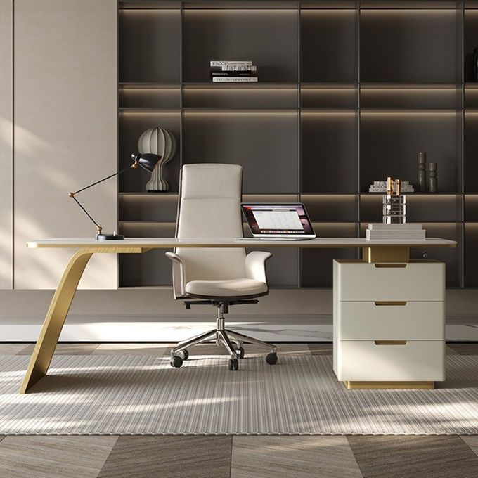 Metal High Grade Boss Computer Desk Multi Shelf Locker Study Writing Desk 0