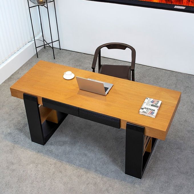 Khaki Rectangular Casual Office Desk For Hotel Room Apartment 3