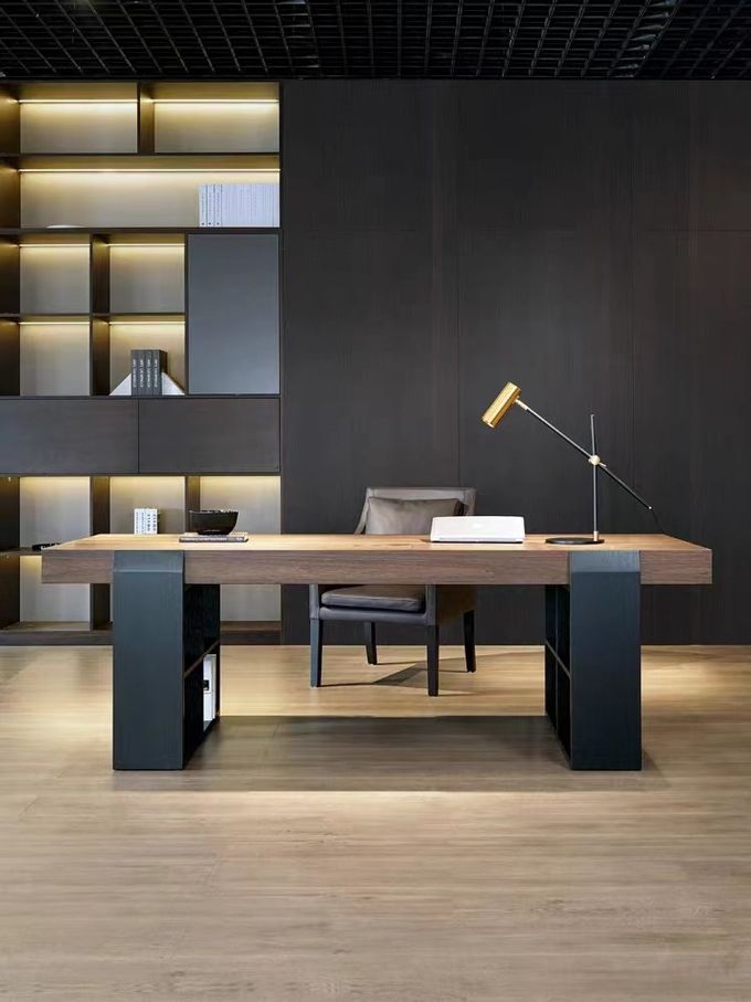 Khaki Rectangular Casual Office Desk For Hotel Room Apartment 0