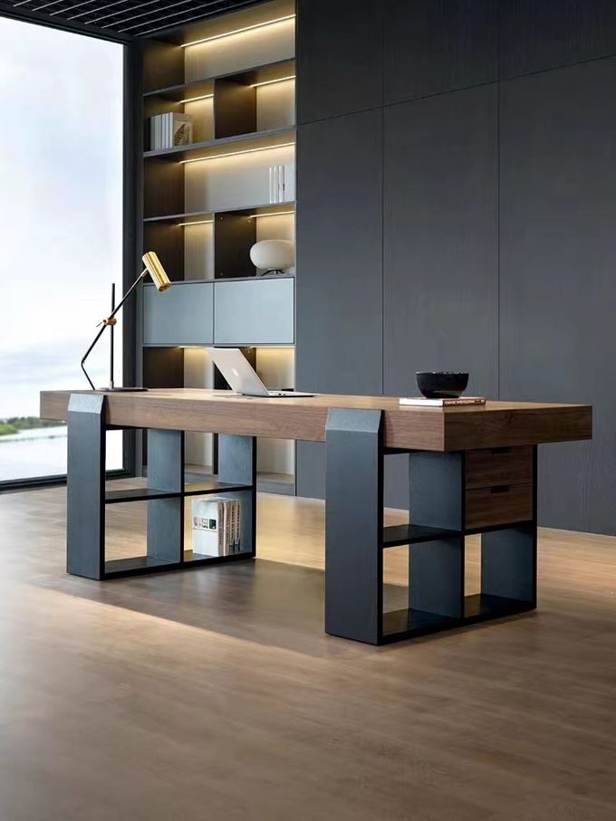 Khaki Rectangular Casual Office Desk For Hotel Room Apartment 2