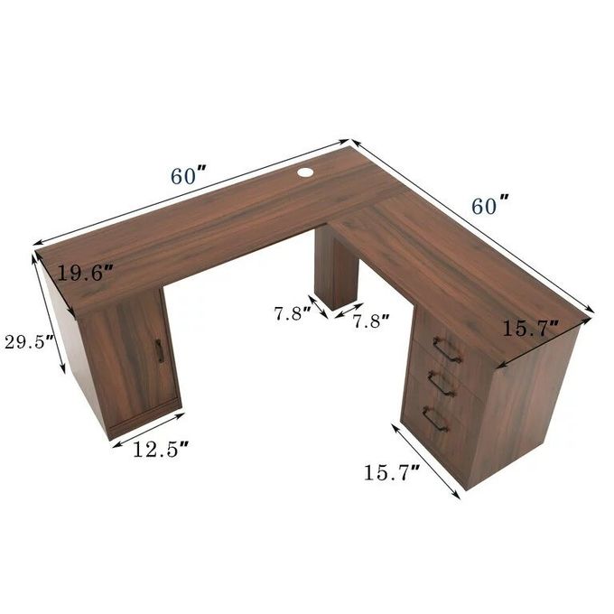 Multi Size L Shape Solid Wood Desk For Building Hotel Office 4