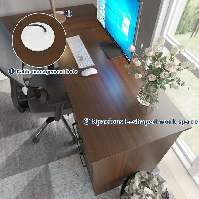 Multi Size L Shape Solid Wood Desk For Building Hotel Office 2