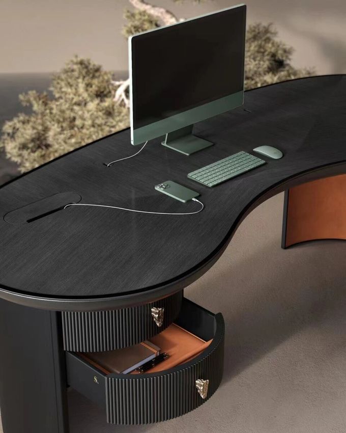 Five Star Hotel Hospitality Cashew Shaped Boss Desk Office Study Room 2