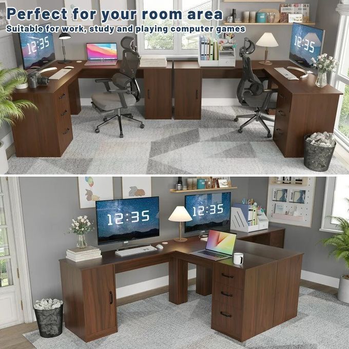 Multi Size L Shape Solid Wood Desk For Building Hotel Office 1