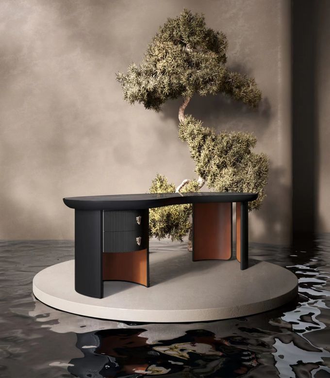 Five Star Hotel Hospitality Cashew Shaped Boss Desk Office Study Room 1