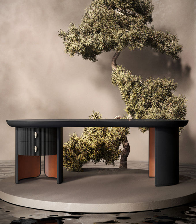 Five Star Hotel Hospitality Cashew Shaped Boss Desk Office Study Room 0