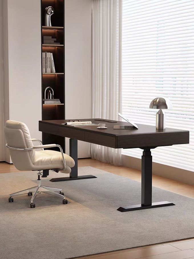 Minimalist Durable Hotel Bedroom Desk With Leather Swivel Chair Customized 0