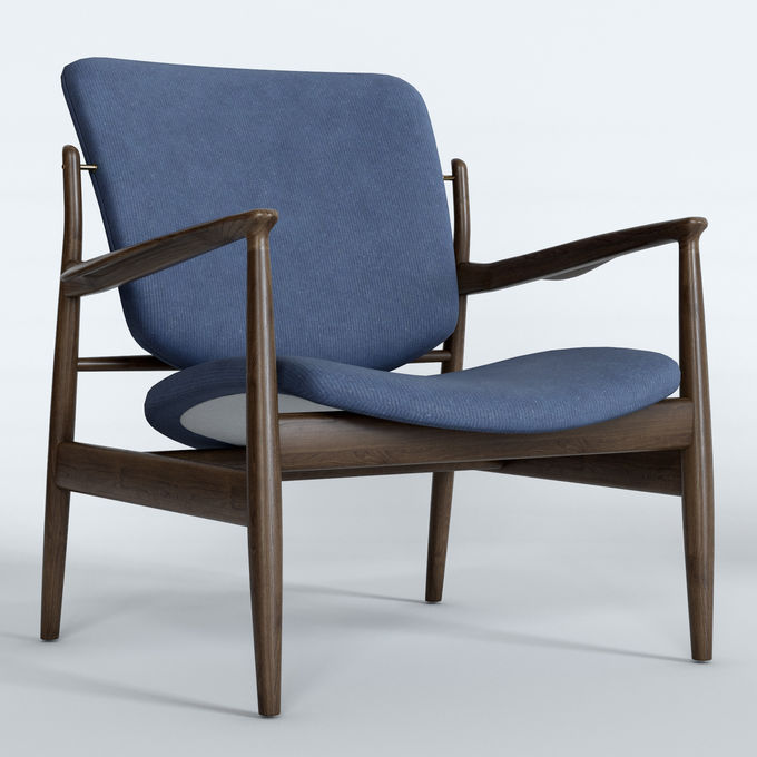 Modern French Style Teak Chairs Fabric Recliner Lounge Area 1