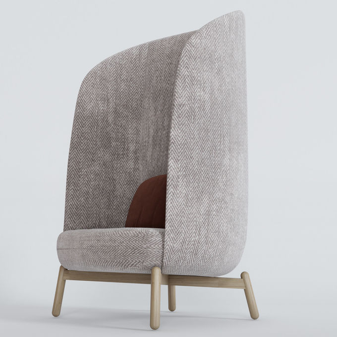 Fabric + Wood Plushalle Easy Nest Chair Hotel Interior Decor 4