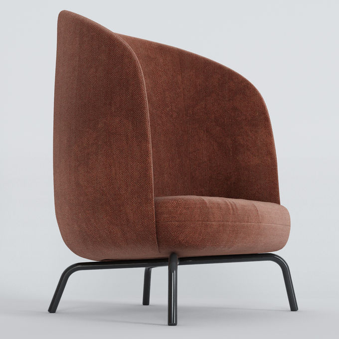 Fabric + Wood Plushalle Easy Nest Chair Hotel Interior Decor 3