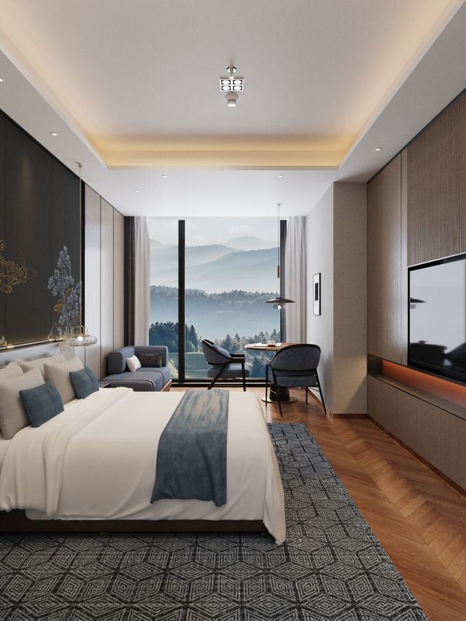 Stain Resistant Hotel King Guest Room Furniture Custom Fully Furnished 1