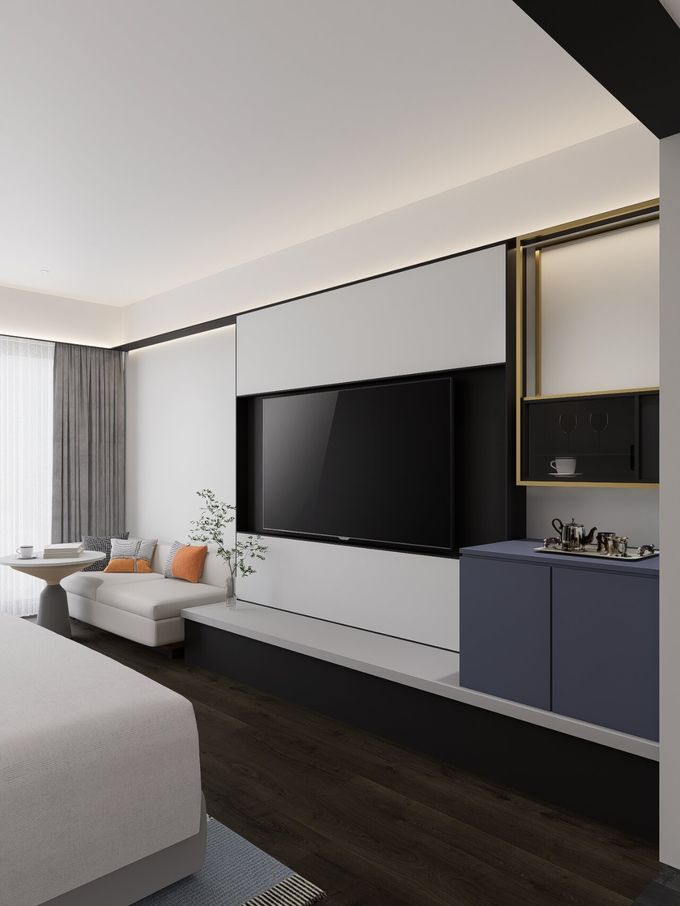 Custom Walnut Wood Finish Hotel Bedroom Furniture King Guest Room Layout Full Set 9