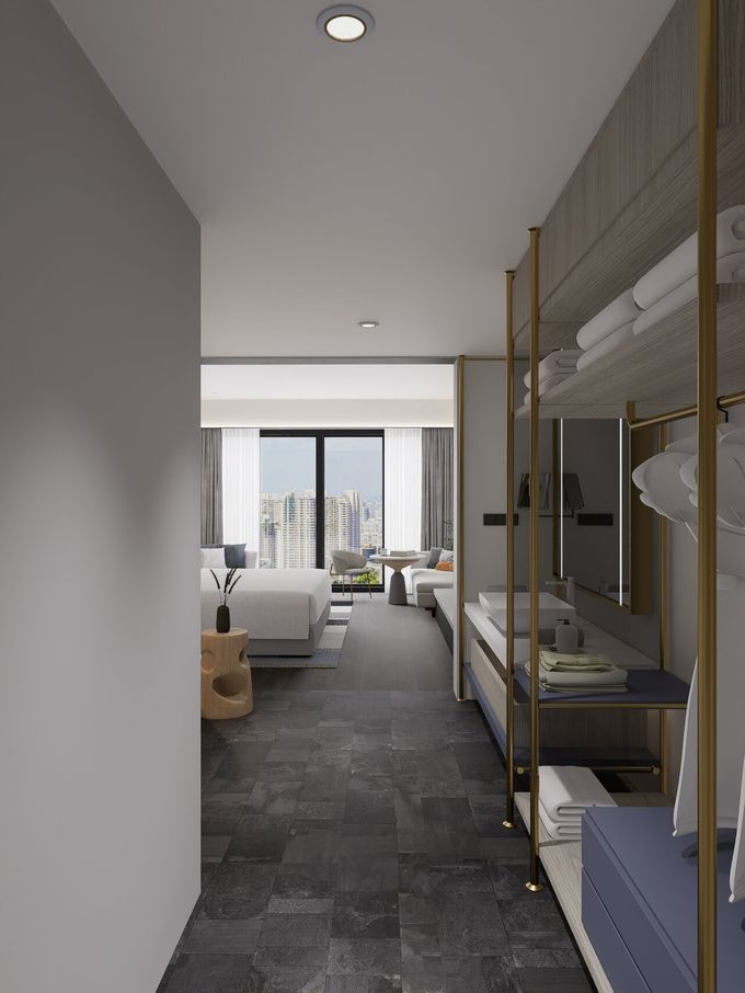 Custom Walnut Wood Finish Hotel Bedroom Furniture King Guest Room Layout Full Set 6