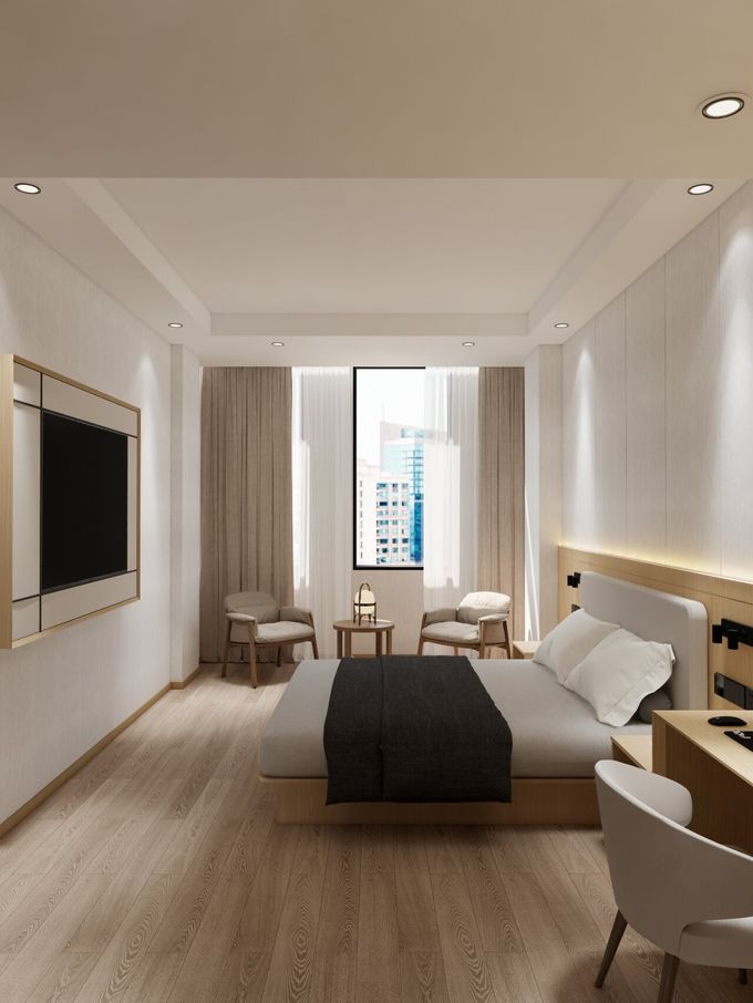 High Grade Hotel Bedroom Furniture Artificial Leather Eco - Friendly Panel 5