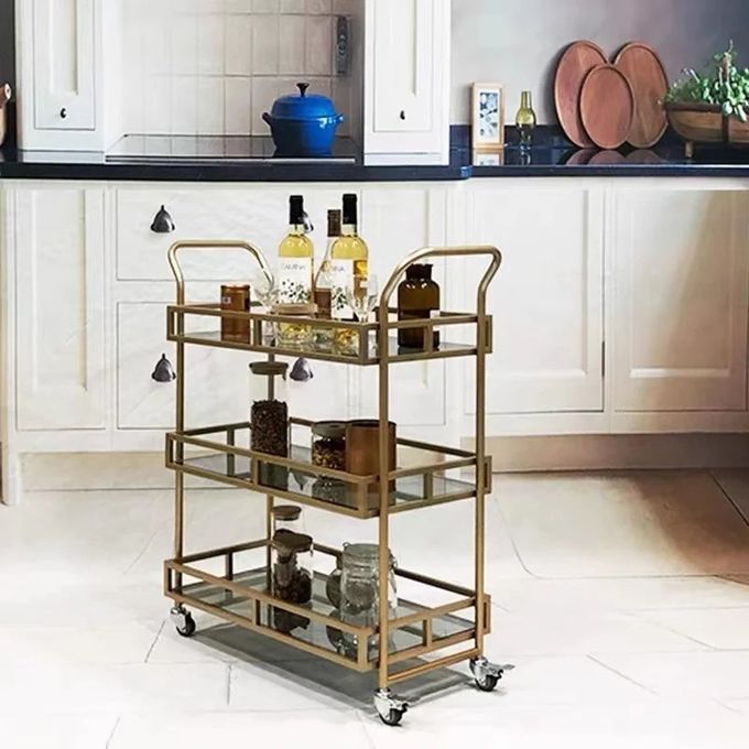 Nordic Gold Dining Car Hotel Restaurant Mobile Trolley Bar Club Fruit Beverage Cart 3