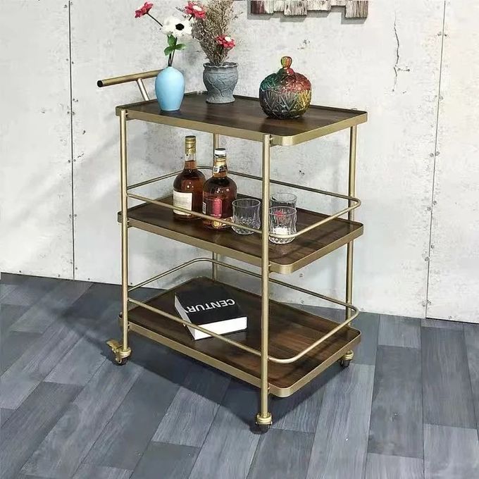 Nordic Gold Dining Car Hotel Restaurant Mobile Trolley Bar Club Fruit Beverage Cart 7