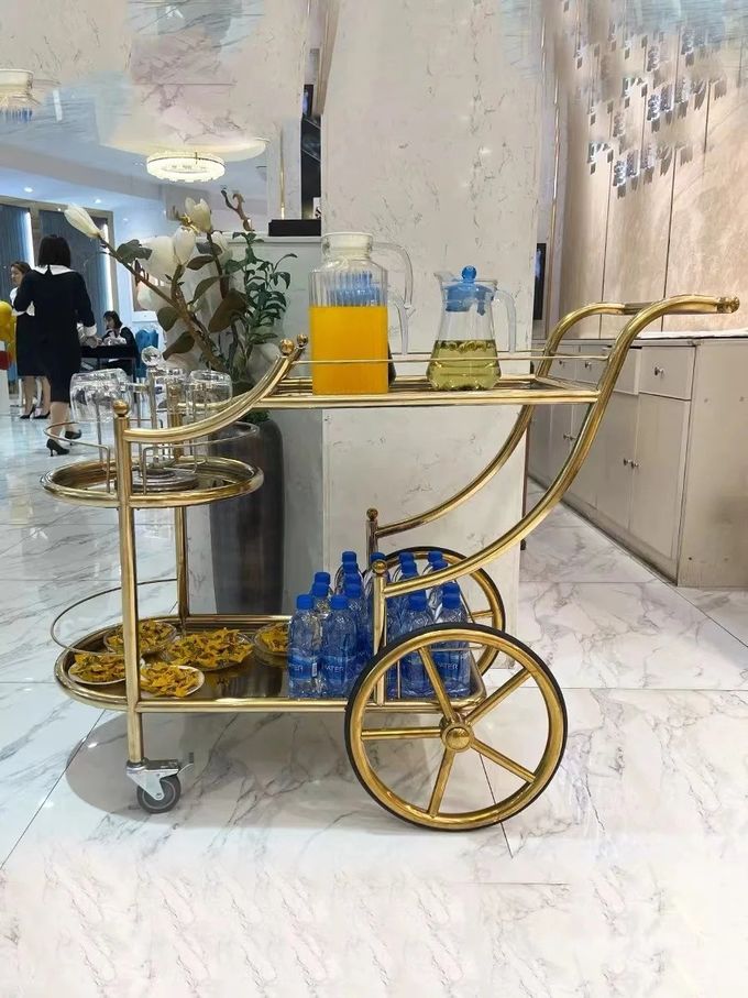 Commercial Bar Trolley Hotel Restaurant Furniture Metal Venue Mobile Delivery Trolley 6