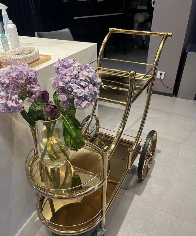 Commercial Bar Trolley Hotel Restaurant Furniture Metal Venue Mobile Delivery Trolley 7