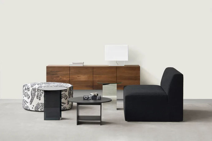 Durable Black Plywood Side Tables For High End Hotel Lounge 4