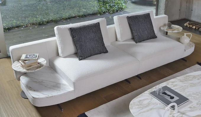 Flexible C Table Sofa Chair White Marble Finish Iron Base Side Table 4