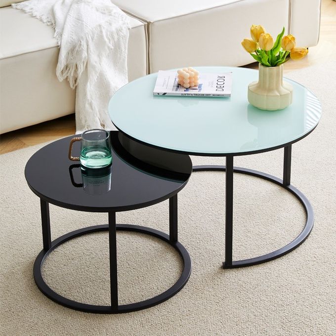 Modern Low Matt Lacquered Metal Coffee Table Set For Hotel Home Office 3