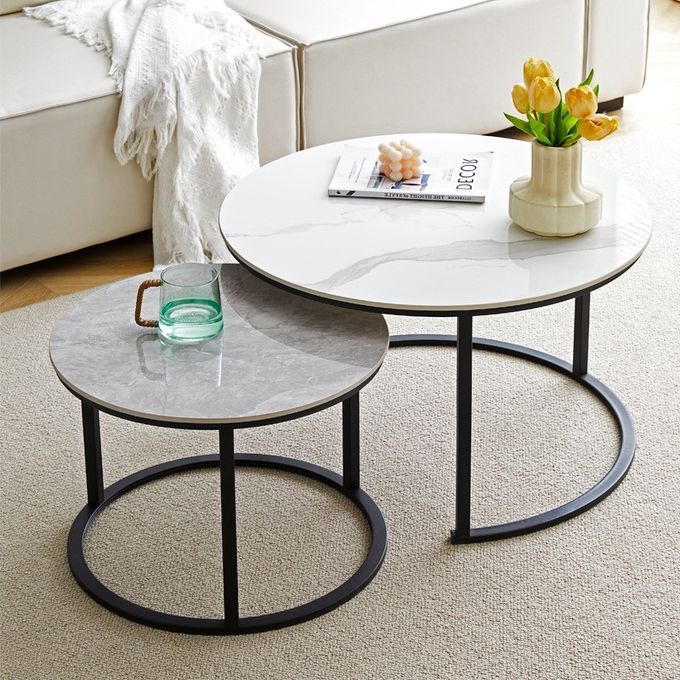 Modern Low Matt Lacquered Metal Coffee Table Set For Hotel Home Office 6