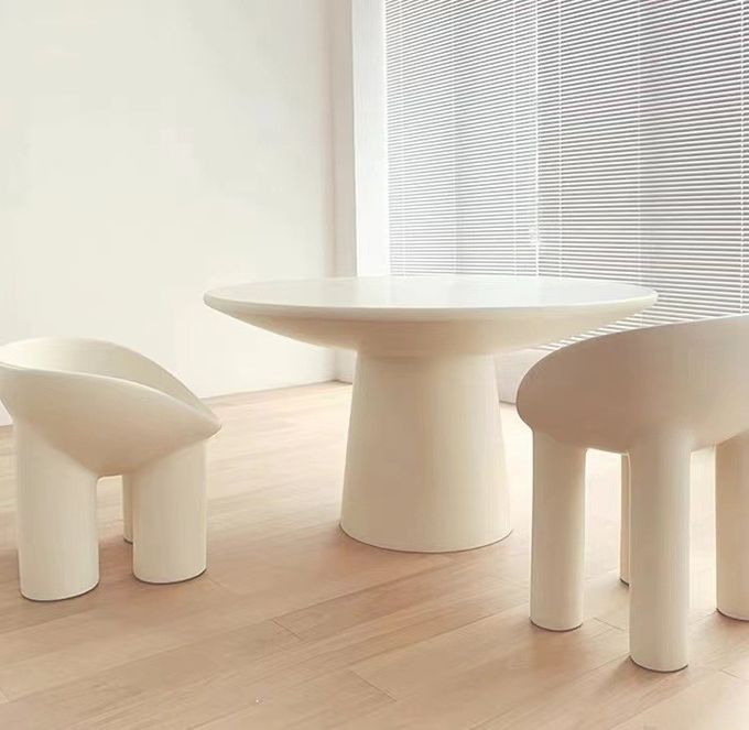 Art Elephant Legs Hotel Coffee Table Fiberglass Simple Round Dining Table Chairs Set 3