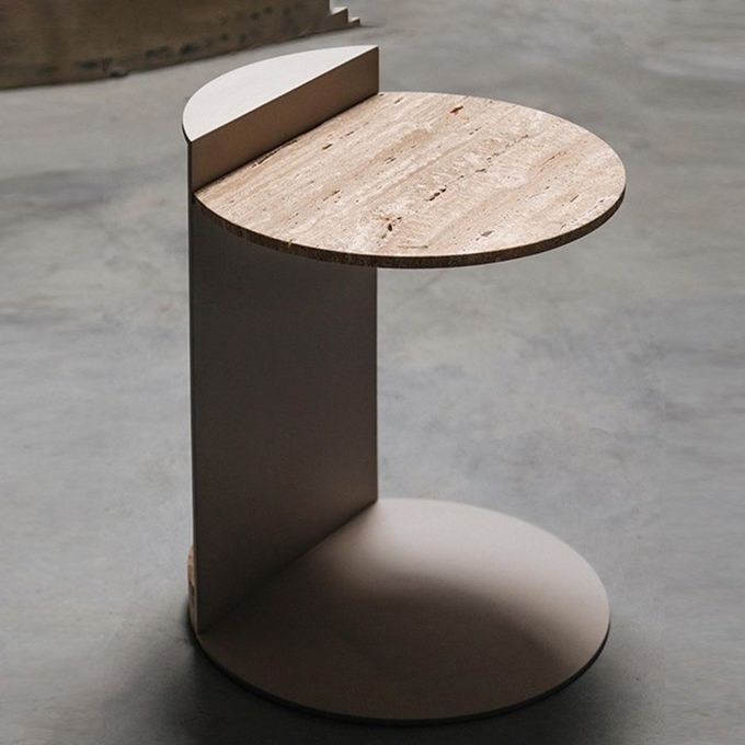 Antioxidant Hotel Coffee Table Iron With Wooden Top Side Table Rock Plate C Type Couch Side Table 3