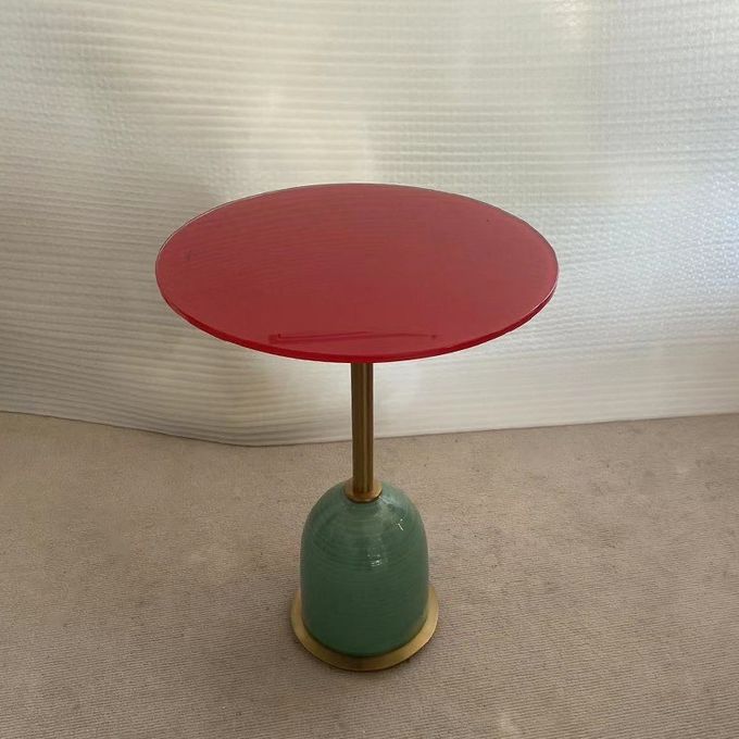 Fiberglass Painted Base Hotel Coffee Table Round Metal Corner Couch Side Table 10