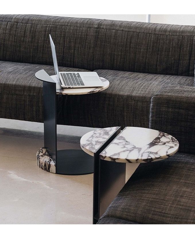 Antioxidant Hotel Coffee Table Iron With Wooden Top Side Table Rock Plate C Type Couch Side Table 4