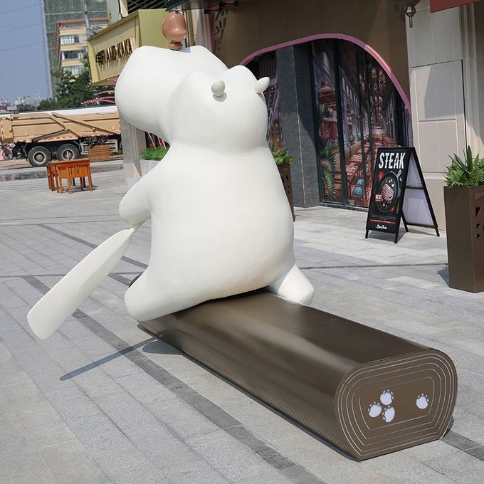 Sky Street Fiberglass Leisure Bench With Sculpture Ornament Outdoor Commercial Street Park 4