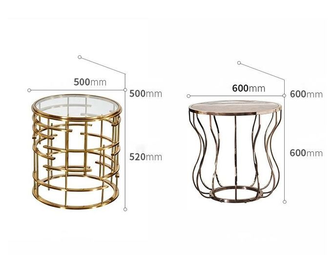 Golden Metal Corner Table Sofa Side Table Round Glass Table Top Bedside Table 7