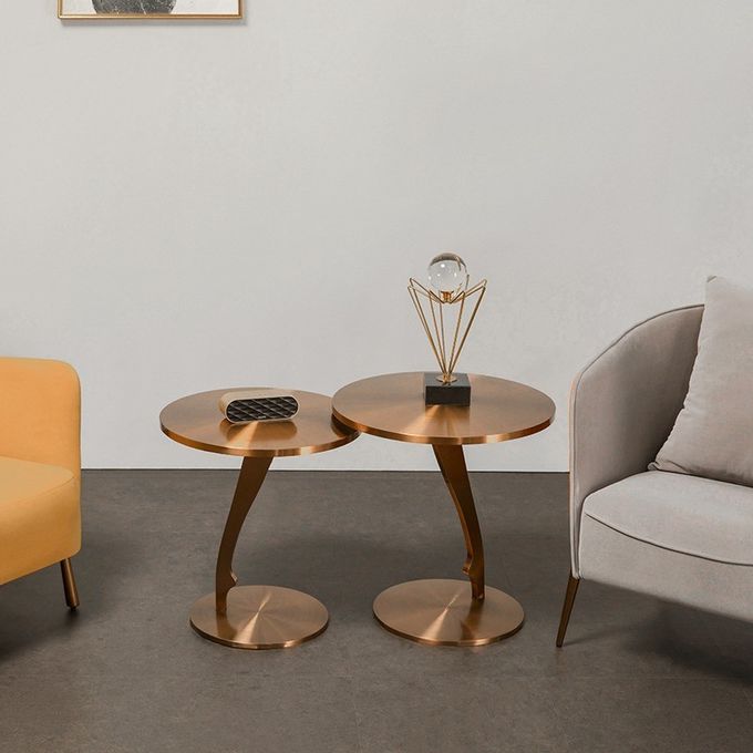 Class Brushed Brass Stainless Steel Side Table Small Round Table Coffee Table 8