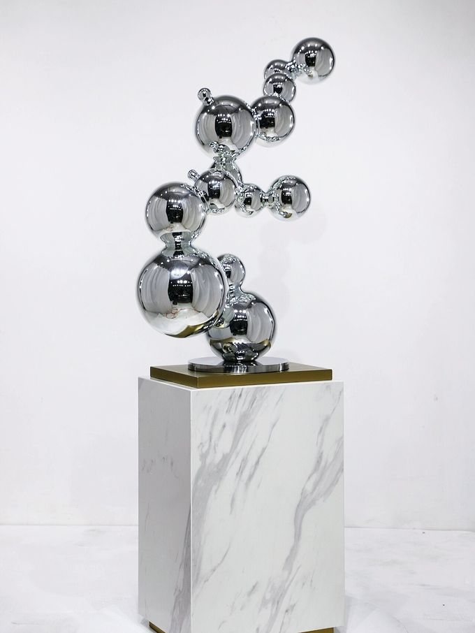 Bubble Sculpture Modern Quality Metal Mirrored Finish Hotel Corner Console 6