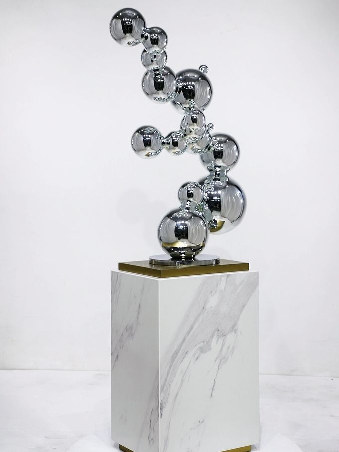 Bubble Sculpture Modern Quality Metal Mirrored Finish Hotel Corner Console 5